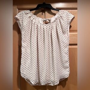 LC Lauren Conrad Sheer Cream Polka Dot Tie Back Tank Blouse with undershirt M